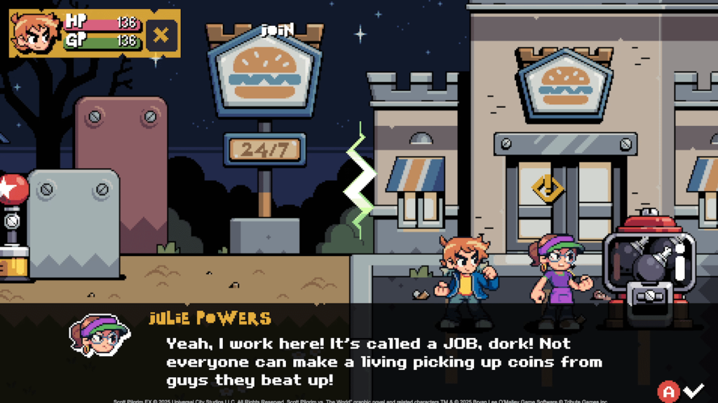 Gameplay vibrante e review Scott Pilgrim EX com pixel art.