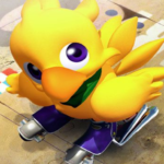 Gameplay nostálgico do jogo Chocobo Racing PS1 com personagens de Final Fantasy.